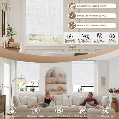 Kincmo No Drill Roller Shades, Motorized 100% Blackout - Starscape