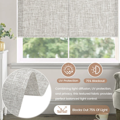 Kincmo Motorized Light Filtering Roller Shades 75% Blackout - Mist