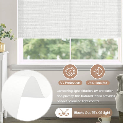 Kincmo No Drill Roller Shades, Motorized 75% Blackout Light Filtering - Dreamy