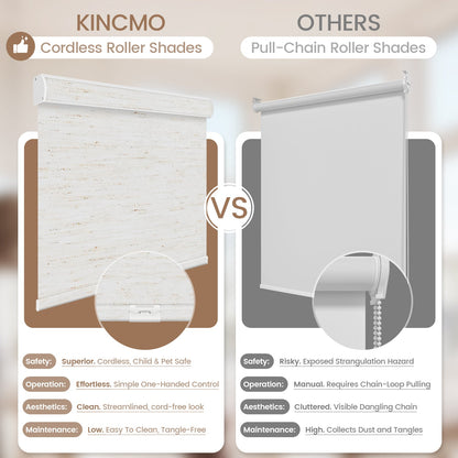 Kincmo Cordless 100% Blackout Roller Shades - Linen