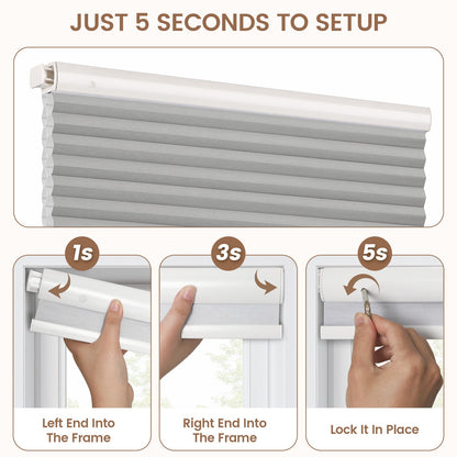 Kincmo No Drill Cellular Shades, Motorized 100% Blackout | Double-Cell