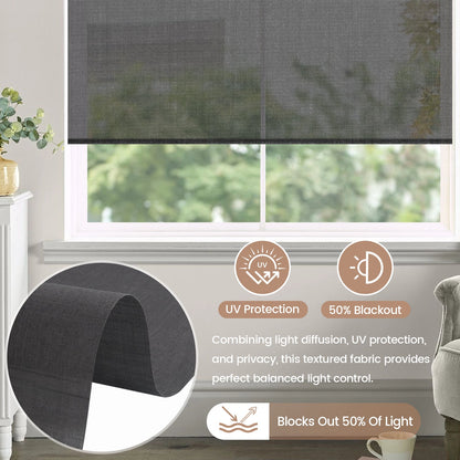 Kincmo Motorized Light Filtering Roller Shades 50% Blackout - Eclipse