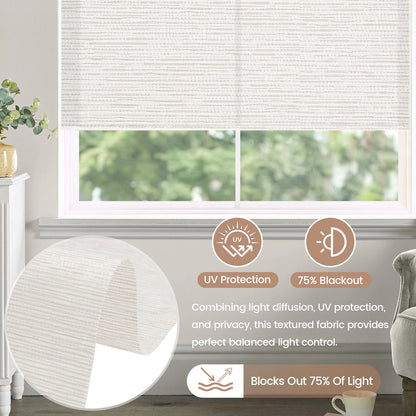 Kincmo No Drill Roller Shades, Motorized 70% Blackout Light Filtering - Aqua Waves