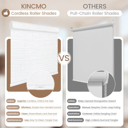 Kincmo Cordless 100% Blackout Roller Shades - Weave