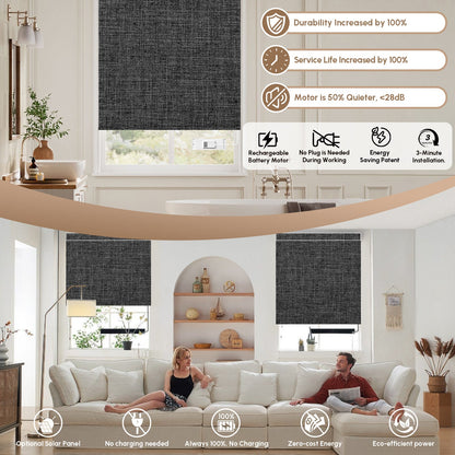 Kincmo Motorized Roller Shades 100% Blackout - Dual Sided
