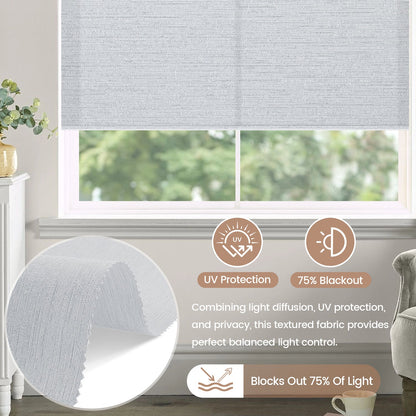 Kincmo No Drill Roller Shades, Motorized 75% Blackout Light Filtering - Elegant