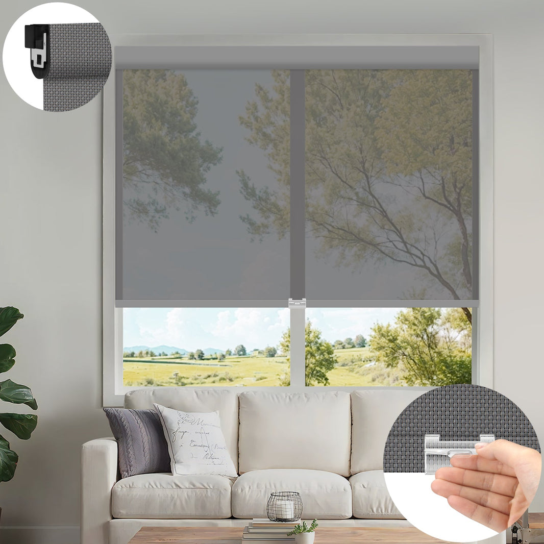 Kincmo No Drill Cordless UV Protection Solar Shades 0%/1%/3%/5% Openness