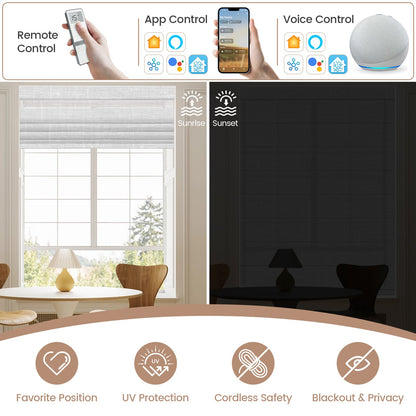 Kincmo Motorized Light Filtering Roman Shades 50% Blackout - Sheer