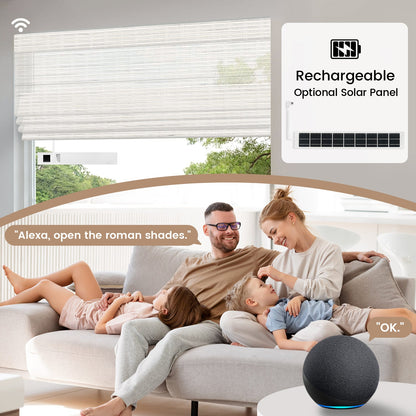 Kincmo Motorized Light Filtering Roman Shades 50% Blackout - Woven