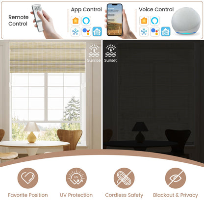 Kincmo Motorized Light Filtering Roman Shades 50% Blackout - Woven