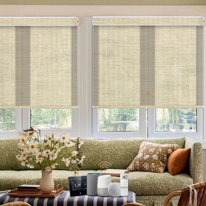 Kincmo No Drill Roller Shades, Motorized 50% Blackout Light Filtering - Woven