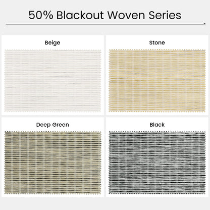 Kincmo No Drill Roller Shades, Motorized 50% Blackout Light Filtering - Woven