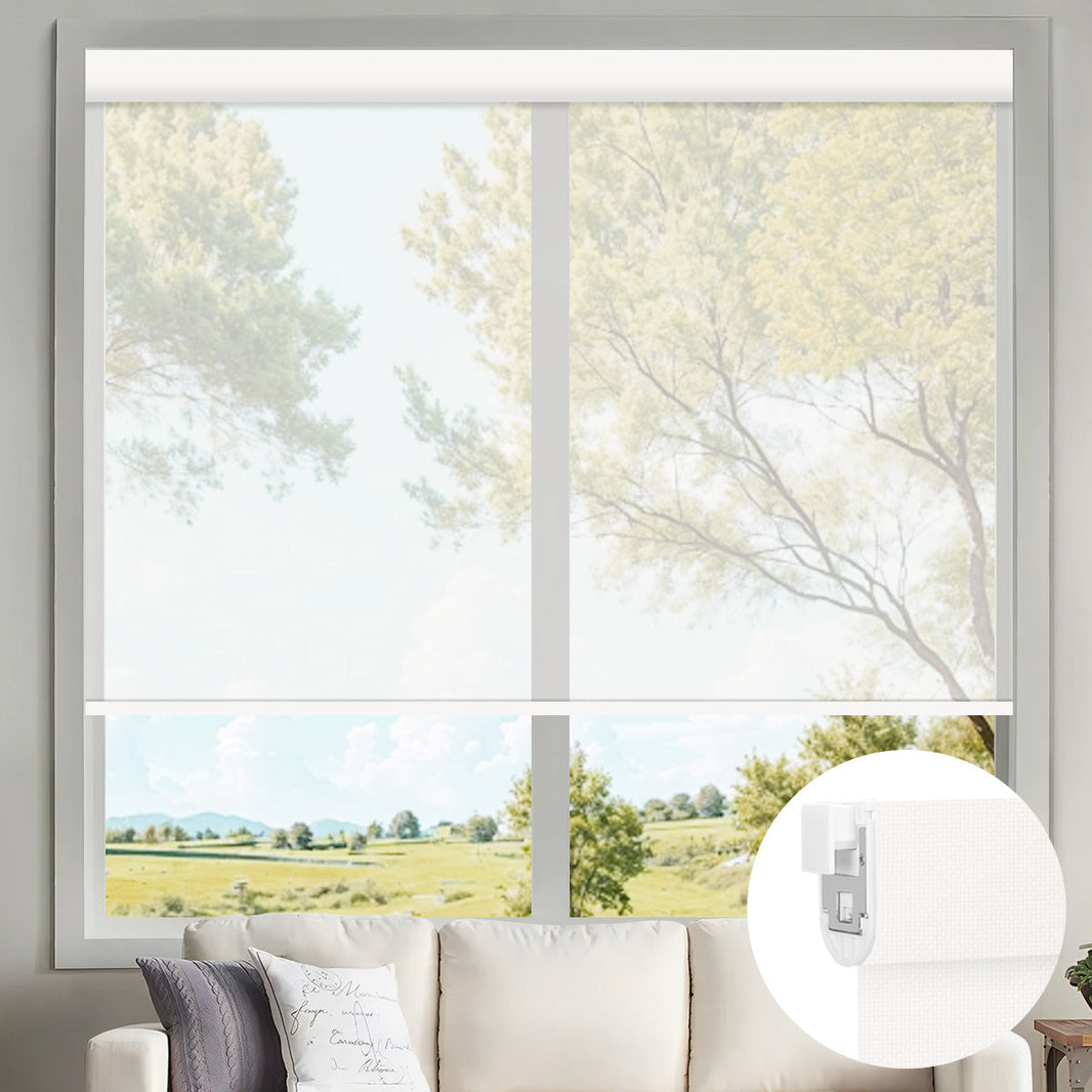 Kincmo No Drill Motorized Solar Shades, 0%/1%/3%/5% Openness For UV Protection