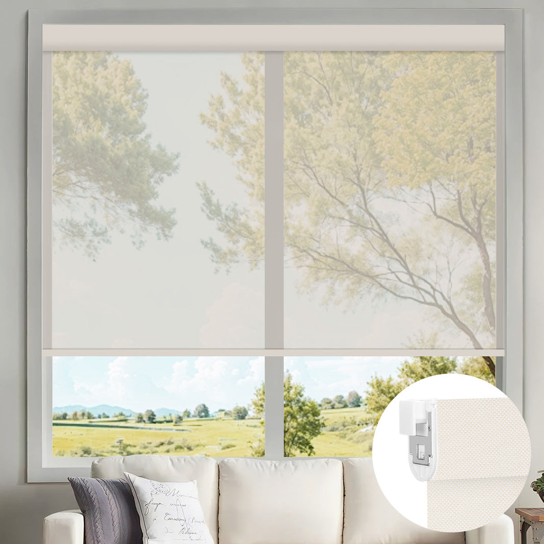 Kincmo No Drill Motorized Solar Shades, 0%/1%/3%/5% Openness For UV Protection
