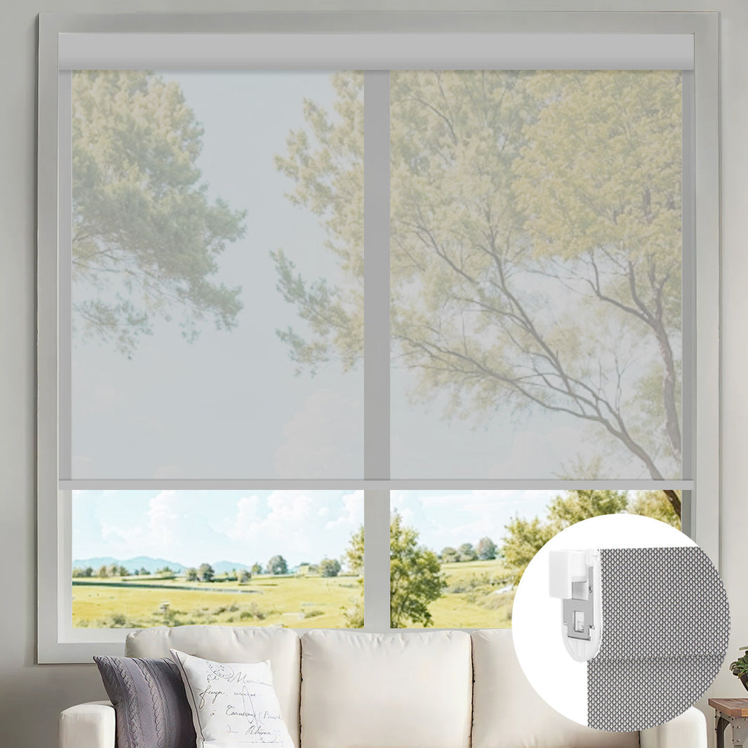 Kincmo No Drill Motorized Solar Shades, 0%/1%/3%/5% Openness For UV Protection