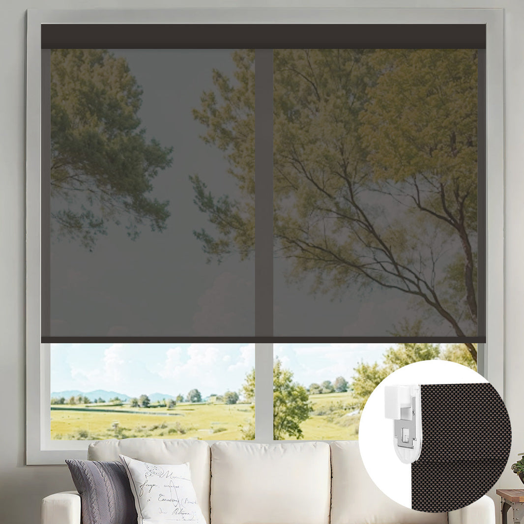 Kincmo No Drill Motorized Solar Shades, 0%/1%/3%/5% Openness For UV Protection