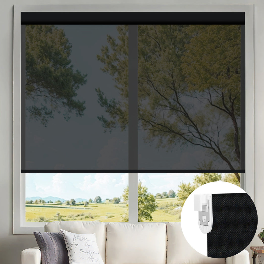 Kincmo No Drill Motorized Solar Shades, 0%/1%/3%/5% Openness For UV Protection