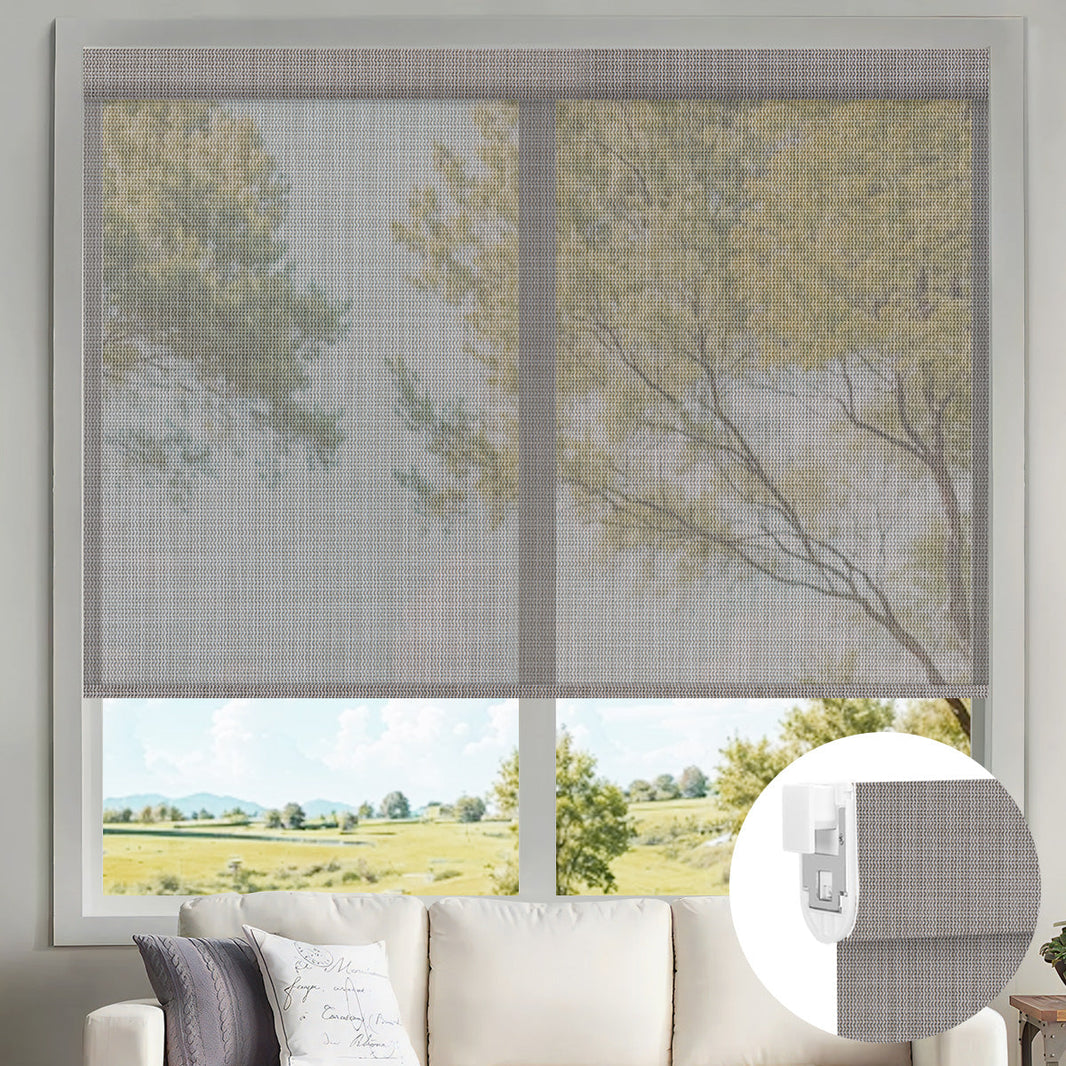 Kincmo No Drill Motorized Solar Shades, 0%/1%/3%/5% Openness For UV Protection