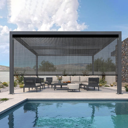 Kincmo Motorized Outdoor Shades 0%/1%/3%/5% Openness