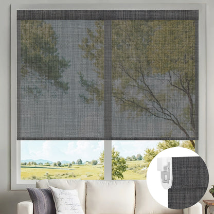 Kincmo No Drill Motorized Solar Shades, 0%/1%/3%/5% Openness For UV Protection