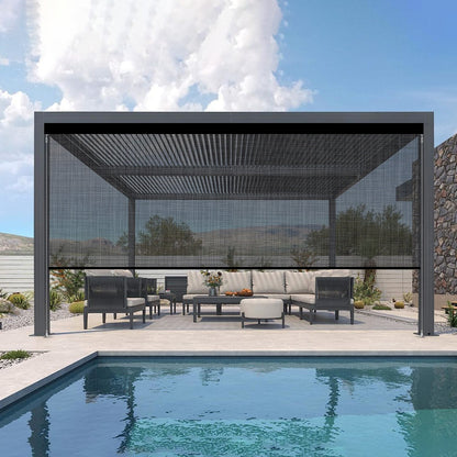 Kincmo Motorized Outdoor Shades 0%/1%/3%/5% Openness