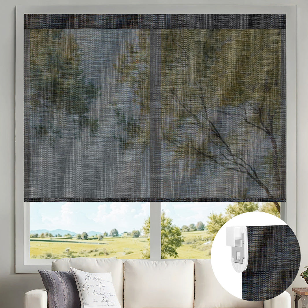 Kincmo No Drill Motorized Solar Shades, 0%/1%/3%/5% Openness For UV Protection