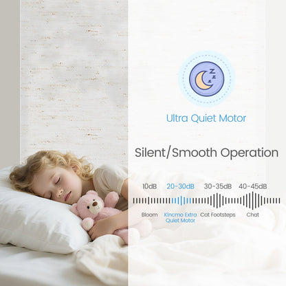 Kincmo No Drill Roller Shades, Motorized 75% Blackout Light Filtering - Linen