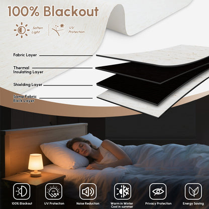 Kincmo No Drill Cordless Roller Shades 100% Blackout  - Linen