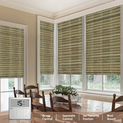 Kincmo Motorized Woven Wood Shades 50%/70%/100% Blackout - Organic Texture