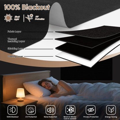 Kincmo No Drill Cordless Roller Shades 100% Blackout - Eclipse