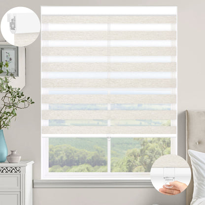 Kincmo No Drill Cordless Zebra Shades 60%/75% Blackout - Monet