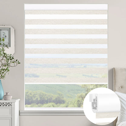 Kincmo No Drill Zebra Shades, Motorized 60/75% Blackout - Monet