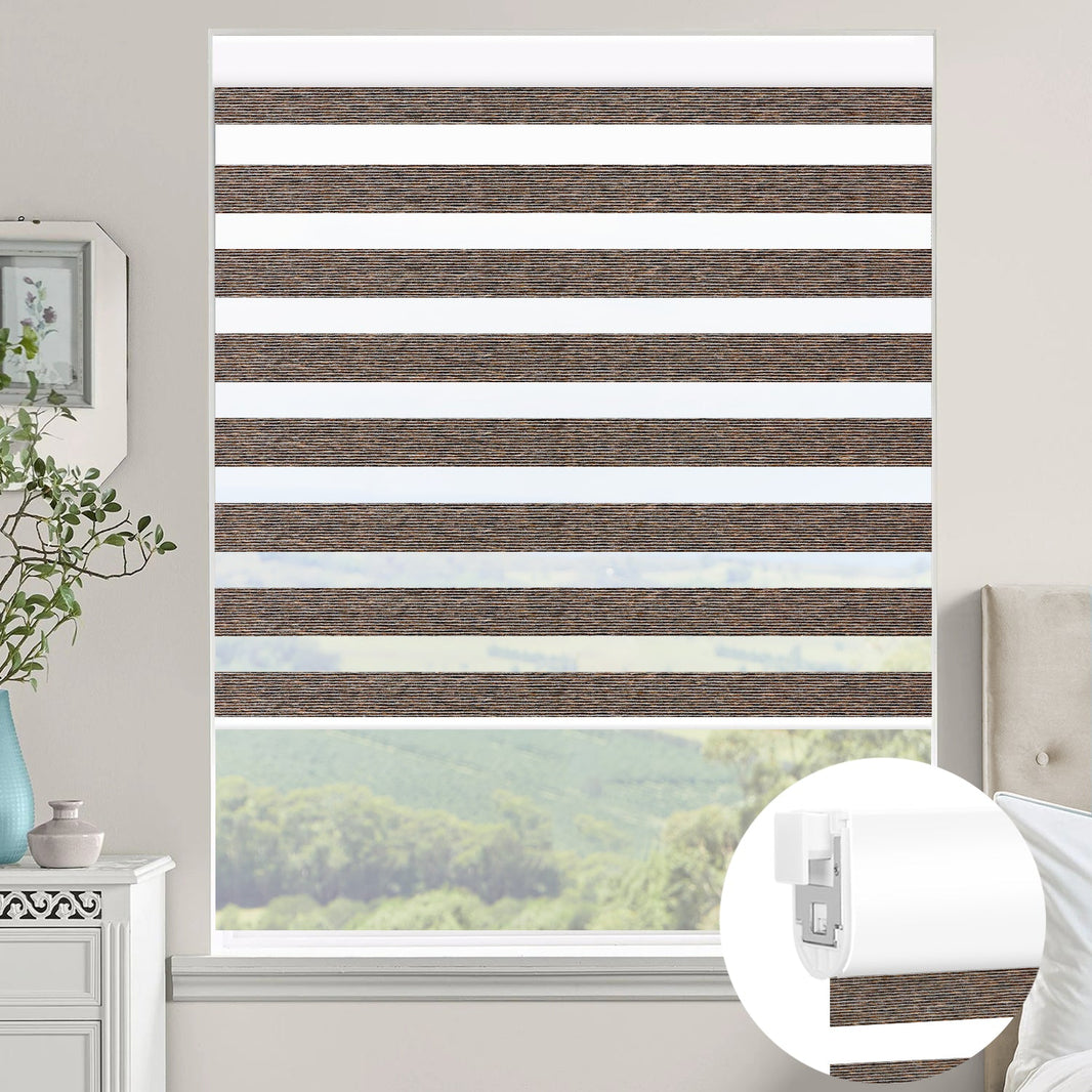 Kincmo No Drill Zebra Shades, Motorized 60/75% Blackout - Monet