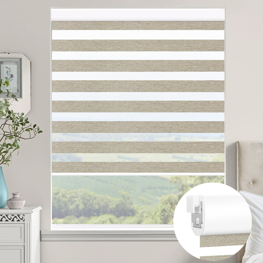 Kincmo No Drill Zebra Shades, Motorized 60/75% Blackout - Monet
