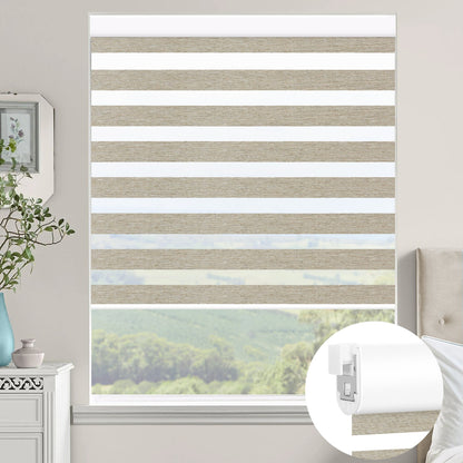 Kincmo No Drill Zebra Shades, Motorized 60/75% Blackout - Monet