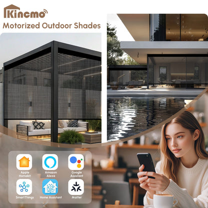 Kincmo Motorized Outdoor Shades 0%/1%/3%/5% Openness