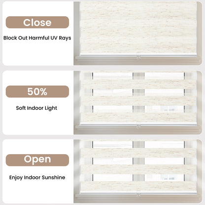 Kincmo No Drill Cordless Zebra Shades 75% Blackout - Linen