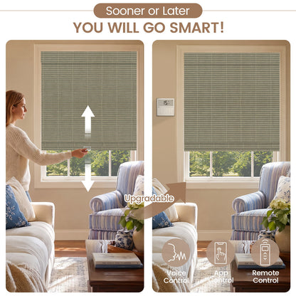 Kincmo Cordless Woven Wood Shades 50%/70%/100% Blackout - Organic Texture
