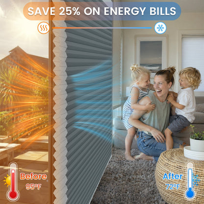 Kincmo No Drill Cellular Shades, Motorized 100% Blackout | Double-Cell