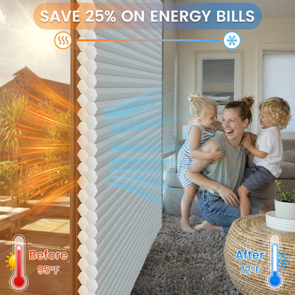 Kincmo No Drill Cellular Shades, Motorized Light Filtering | Double-Cell