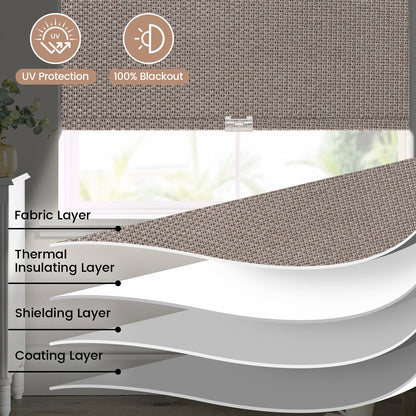 Kincmo No Drill Cordless Roller Shades 100% Blackout - Groove