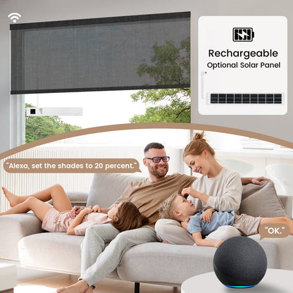 Kincmo No Drill Roller Shades, Motorized 50% Blackout Light Filtering - Eclipse