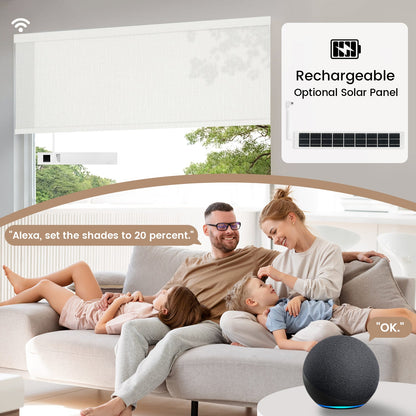 Kincmo No Drill Roller Shades, Motorized 75% Blackout Light Filtering - Classic