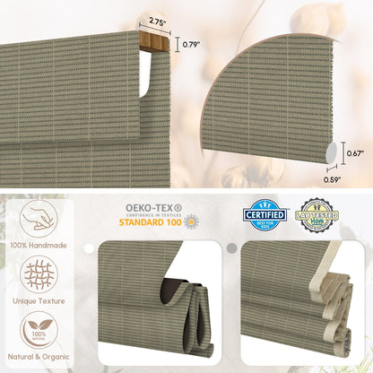Kincmo Motorized Woven Wood Shades 50%/70%/100% Blackout - Organic Texture
