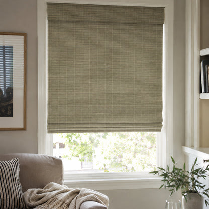 Kincmo Motorized Woven Wood Shades 50%/70%/100% Blackout - Organic Texture