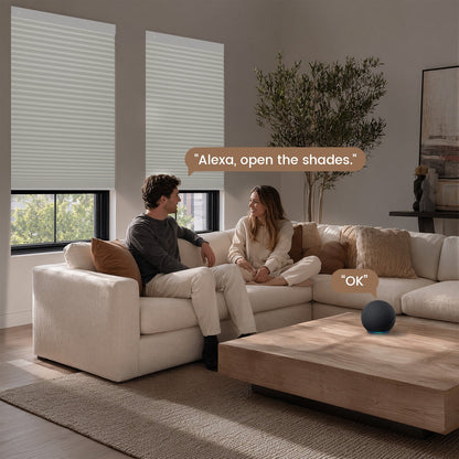 Kincmo No Drill Cellular Shades, Motorized 100% Blackout