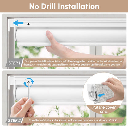 Kincmo No Drill Roller Shades, Motorized 100% Blackout - Mist