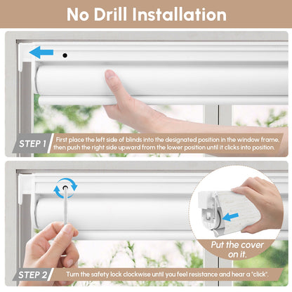Kincmo No Drill Roller Shades, Motorized 100% Blackout - Linen