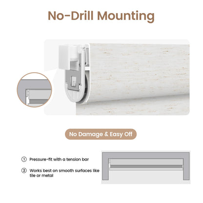 Kincmo No Drill Cordless Roller Shades 100% Blackout  - Linen
