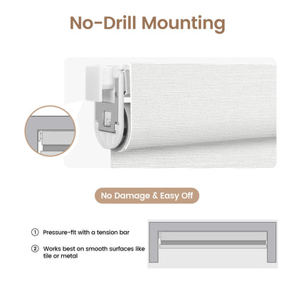 Kincmo No Drill Cordless Roller Shades 100% Blackout - Dreamy